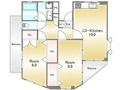 和田ビル(2LDK/3階)の間取り写真