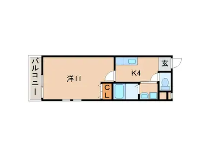 フジパレス市駅東V番館(1K/3階)の間取り写真