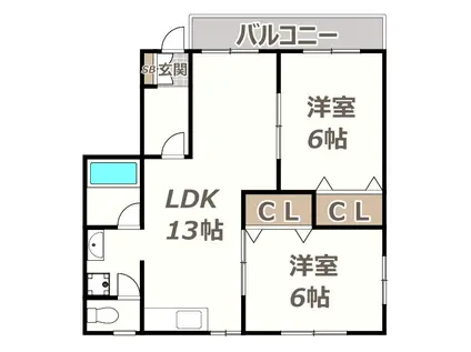 リブミラージ(2LDK/2階)の間取り写真