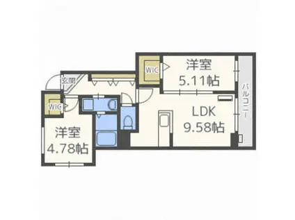 アッパーヴィレッジ(2LDK/2階)の間取り写真