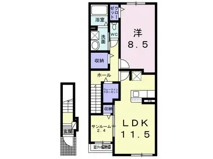 カルム 高砂(1LDK/2階)の間取り写真