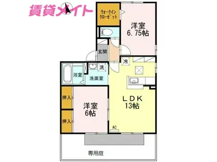 グリーンヒル高岡台A(2LDK/1階)の間取り写真