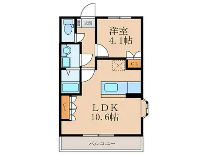 パインツリーヒルズ(1LDK/1階)の間取り写真
