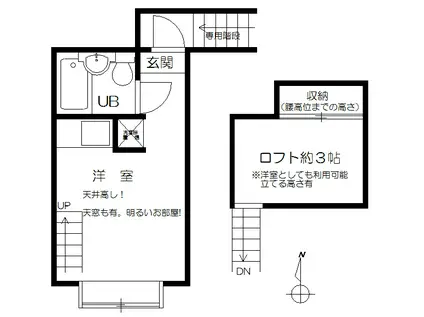 ヴィラ・ビアンカ(1SK/2階)の間取り写真