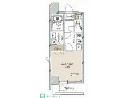 オープンブルーム川口(1K/13階)の間取り写真