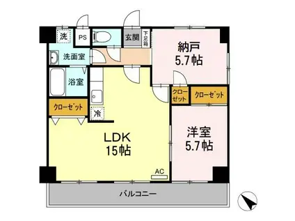 アンジェ祇園(2LDK/1階)の間取り写真