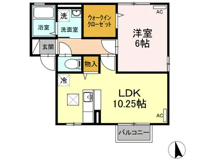 セントシオン(1LDK/1階)の間取り写真