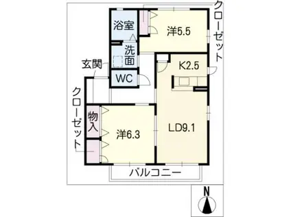 TSメゾン A棟(2LDK/1階)の間取り写真