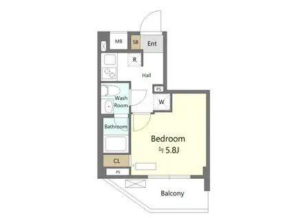 SHOKEN RESIDENCE横浜戸部III(1K/8階)の間取り写真