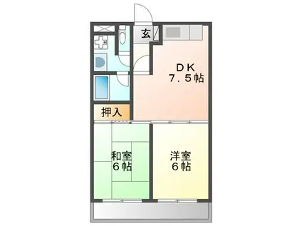 エスパシオ塚口(2DK/2階)の間取り写真