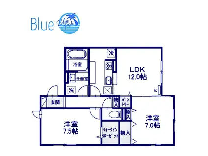 プランドール鎌倉(2LDK/1階)の間取り写真