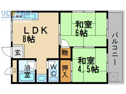 ハイツ桜ヶ丘III(2LDK/2階)の間取り写真