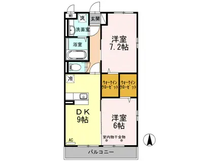 メゾンコンフォールIII(2DK/3階)の間取り写真
