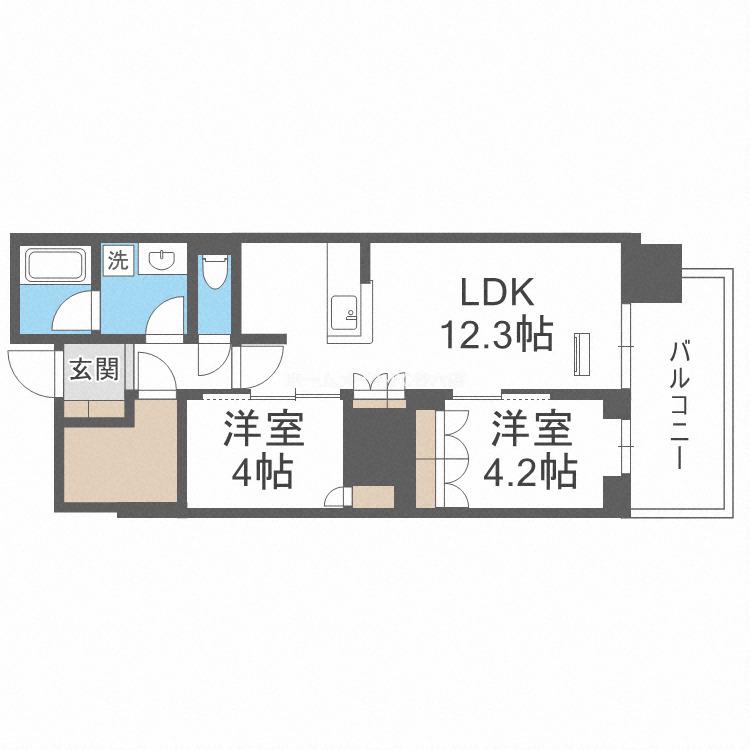 RJR堺筋本町タワー(2LDK/7階)の間取り写真