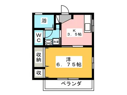 パレキャトルB(1K/2階)の間取り写真