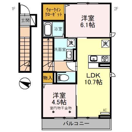 メゾンコスモス(2LDK/2階)の間取り写真