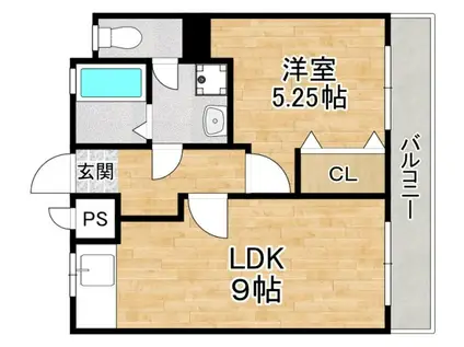 稲野第一ハイツ(1LDK/4階)の間取り写真