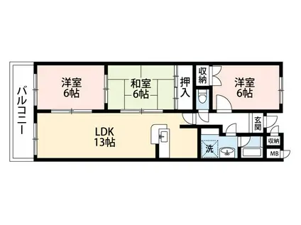 ハイクレスト引谷(3LDK/5階)の間取り写真