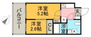 グランフォーレ呉服町(2K/2階)の間取り写真