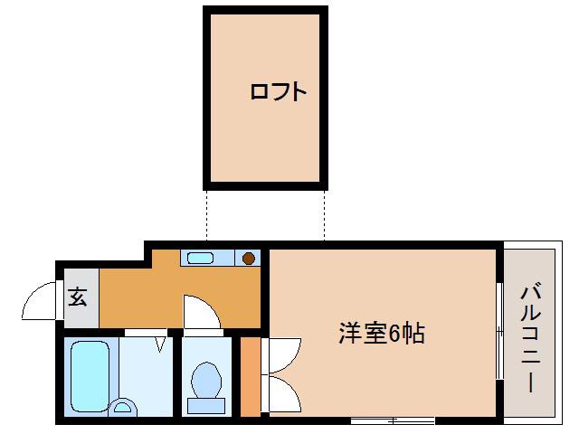 ＪＲ岩徳線 西岩国駅 徒歩1分 2階建 築36年(1K/1階)の間取り写真