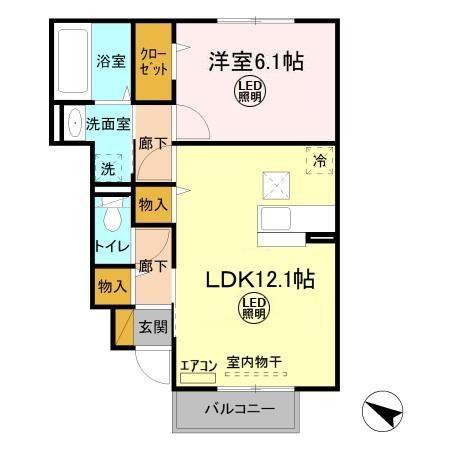 グラマードマレV(1LDK/1階)の間取り写真