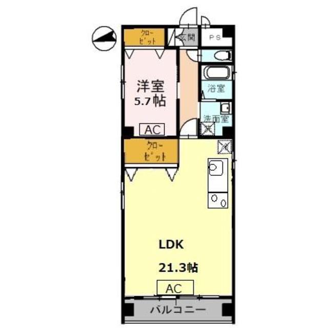 THE RESIDENCE 二条駅北(1LDK/3階)の間取り写真