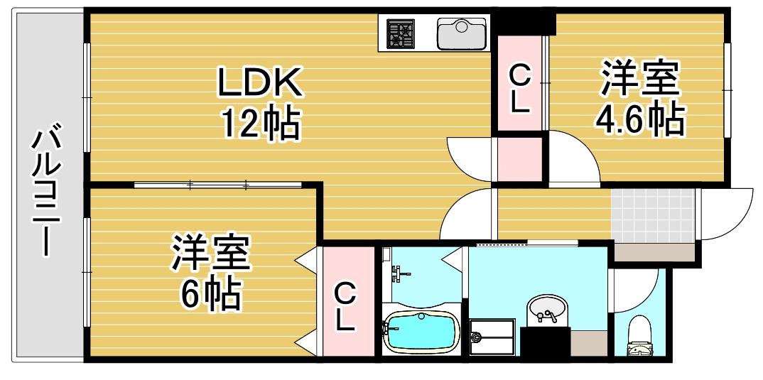 パティオ北加賀屋(2LDK/3階)の間取り写真