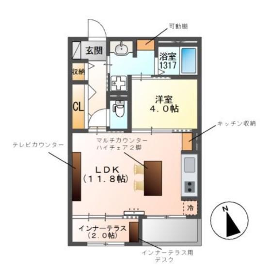 パークエステート I(1LDK/2階)の間取り写真