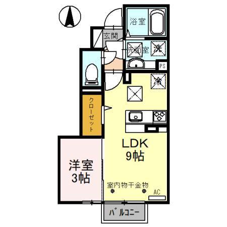 ソラティオ(1LDK/1階)の間取り写真