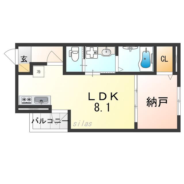 ALEGRIA北助松サウス(ワンルーム/1階)の間取り写真
