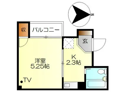 アメニティー本通(1K/6階)の間取り写真