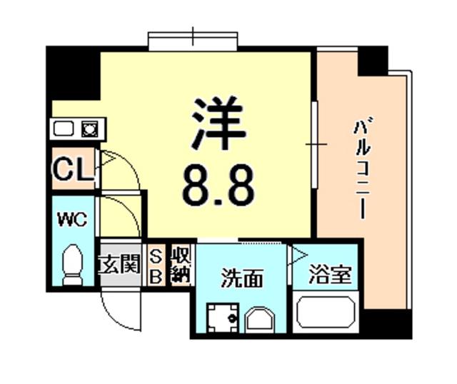 アーバンビュー西宮(ワンルーム/5階)の間取り写真