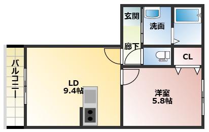 NOON イースト(1LDK/3階)の間取り写真