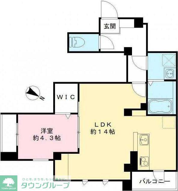 パークビュー世田谷桜丘(1LDK/2階)の間取り写真