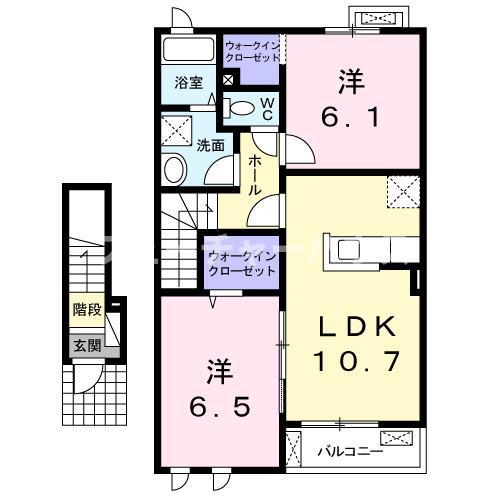 サニーグレイス(2LDK/2階)の間取り写真