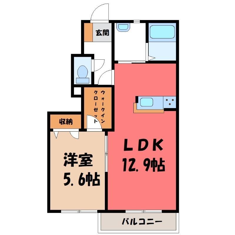 スイートC(1LDK/1階)の間取り写真