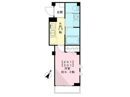 PLAT RIZIERE(1K/2階)の間取り写真