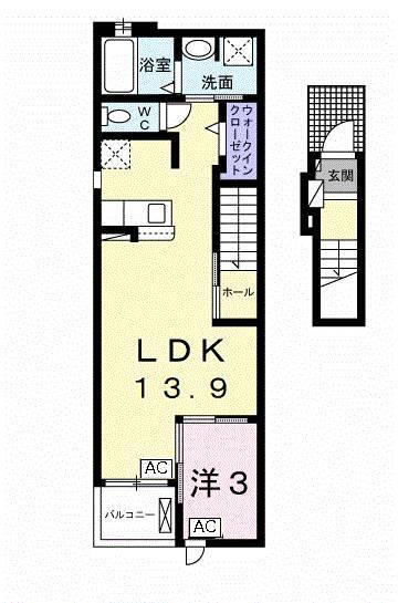 ＪＲ東海道本線 穂積駅 徒歩13分 2階建 築3年(1LDK/2階)の間取り写真