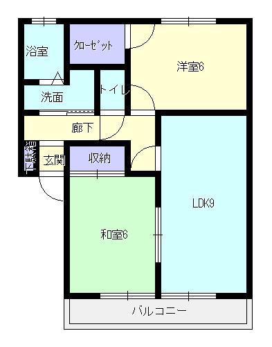 サンガーデン小川B棟(2DK/2階)の間取り写真