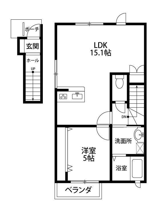 パルトネール(1LDK/2階)の間取り写真