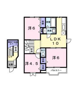 フェルト益野(3LDK/2階)の間取り写真