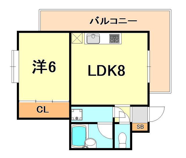 チェリーコート(1LDK/2階)の間取り写真