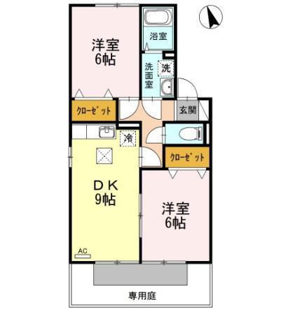 セジュールさぬき(2DK/1階)の間取り写真