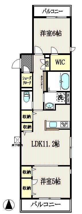 ヴァンヴェール(2LDK/1階)の間取り写真