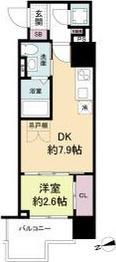 セレニテ難波プリエ(1DK/14階)の間取り写真
