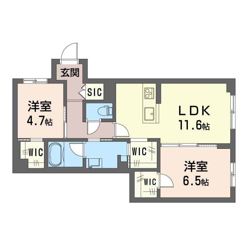 フェリーチェSAMUKAWA(2LDK/1階)の間取り写真