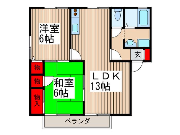 シャルマンハイツ(2LDK/2階)の間取り写真