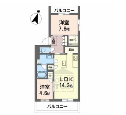 モンセル(2LDK/2階)の間取り写真