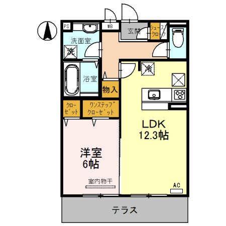 モナルダ東宮(1LDK/1階)の間取り写真