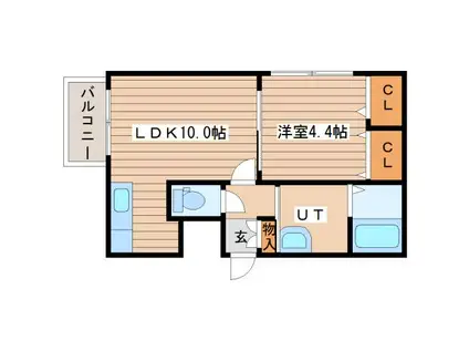 プルミエ発寒(1LDK/2階)の間取り写真
